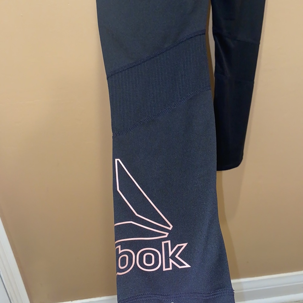 REEBOK Rose Gold Branded Black Leggings